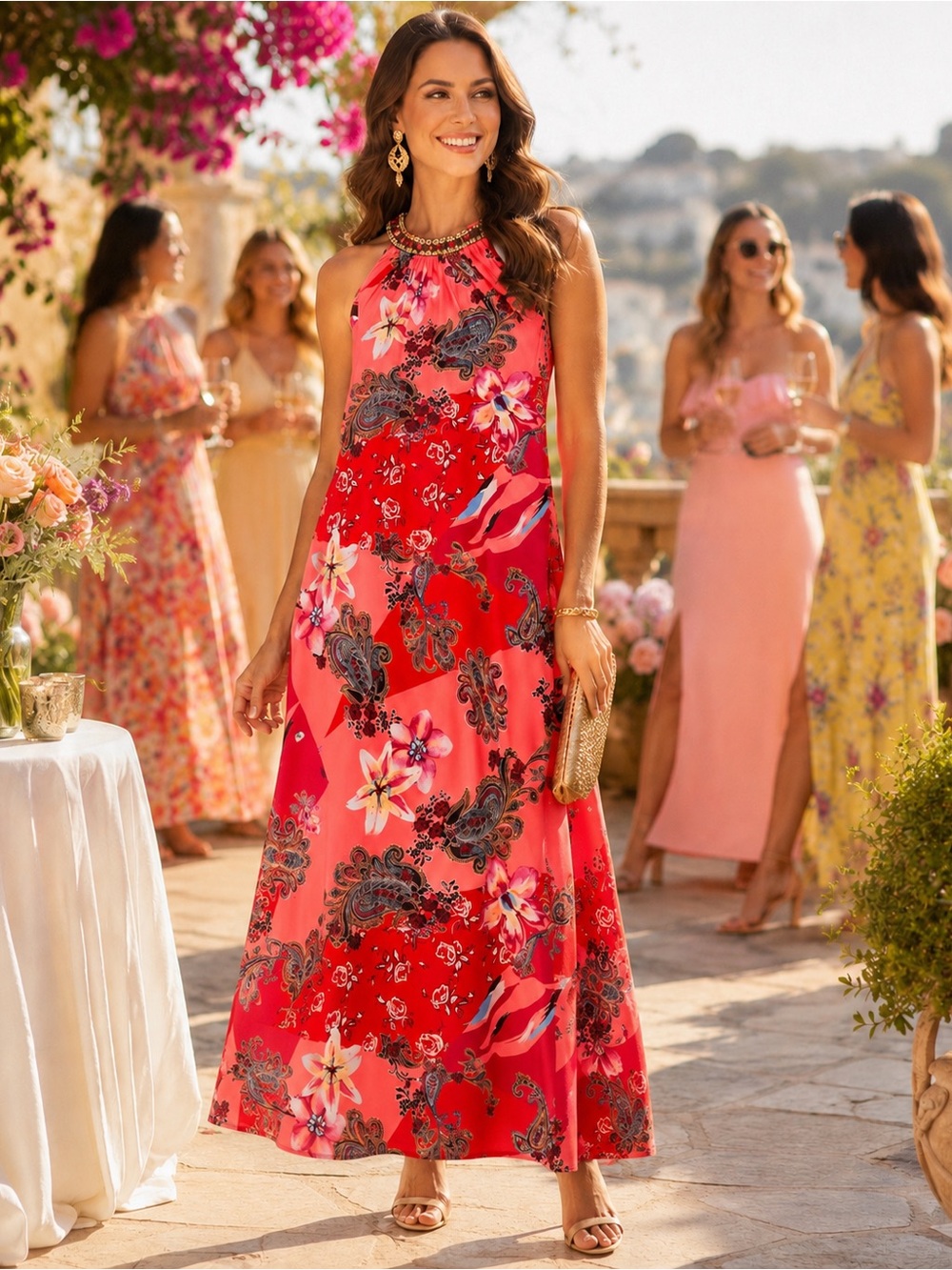 Boston Proper Floral Multicolor Maxi Dress - XL